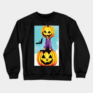 Halloween Scary Evil Pumpkin Funny Pumpkin Head Crewneck Sweatshirt